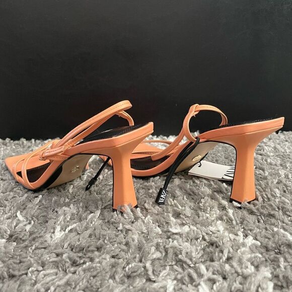 NWT Zara Strappy Heeled Leather Sandals - Picture 9 of 12